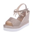 thumbnail image 2 of LSLJS Summer Ladies Shoes Fish Mouth Medium Wedge Heel Metal Buckle Women's Sandals, 2 of 6