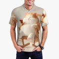 thumbnail image 1 of Xecao Relaxing Cat With Tea Pattern Men’s Polo Shirt with Buttoned Collar Soft Breathable Casual Polo Shirt for Work, Leisure, and Outdoor Activities-Medium, 1 of 6