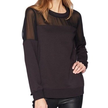 BCBGMAXAZRIA Martina Chandail à Manches Mixtes en Noir Taille g $179