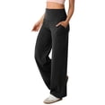 thumbnail image 1 of VINUSLI Woman Slacks Pants Work Wide Straight Leg High Waisted Workout Sweatpant Tummy Control Stretchy Bootcut Solid Pull On Pant Black,XL, 1 of 7