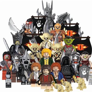 16 PCS Fantasy Castle Building Blocks Set with Orc Warrior & Hobbit Figures for Kids