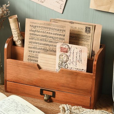 Wooden Desktop Organizer, Fine Polishing Desktop Organizer Storage Rack for Storing Stamps