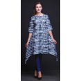 thumbnail image 3 of Bimba Kurti Asymétrique Imprimée Shibori à Vague Bleue pour Femmes, Robe d'Été Indienne Tunique, XX-Grand, 3 of 6