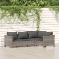 thumbnail image 1 of vidaXL Ensemble Salon de Jardin 4 Pcs avec Coussins Rotin Poly Gris, 1 of 4