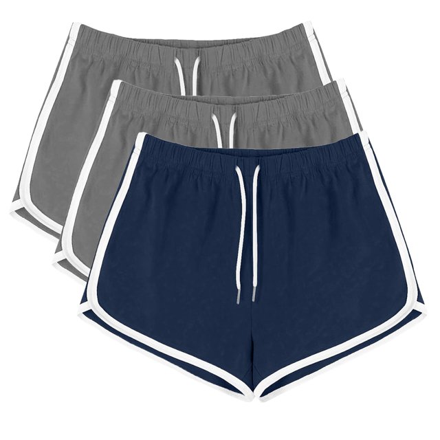 Yanlir 3PCS Active Shorts for Womens Summer Casual Shorts Quick Dry Running Sports Yoga Shorts Workout Stretchy Workout Shorts with Drawstring(Gray#1,3XL)