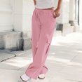 thumbnail image 1 of Tnhcen Women's Drawstring Low-Rise Cargo Pants - Multi-Pocket Stretch Workwear Relaxed Fit Casual Style Soft Lightweight Trousers, 1 of 5
