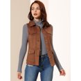 thumbnail image 3 of INSPIRE CHIC Veste Cargo Utilitaire pour Femme Sans Manches à Boutons devant en Faux Suède avec Poches TG Brun, 3 of 6