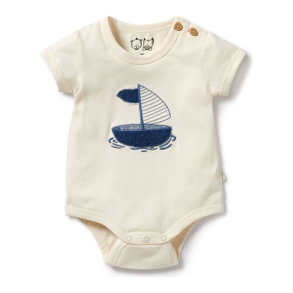 Wilson+Frenchy Body en Coton Biologique - Nautique (3-6 Mois, 6-8 kg)