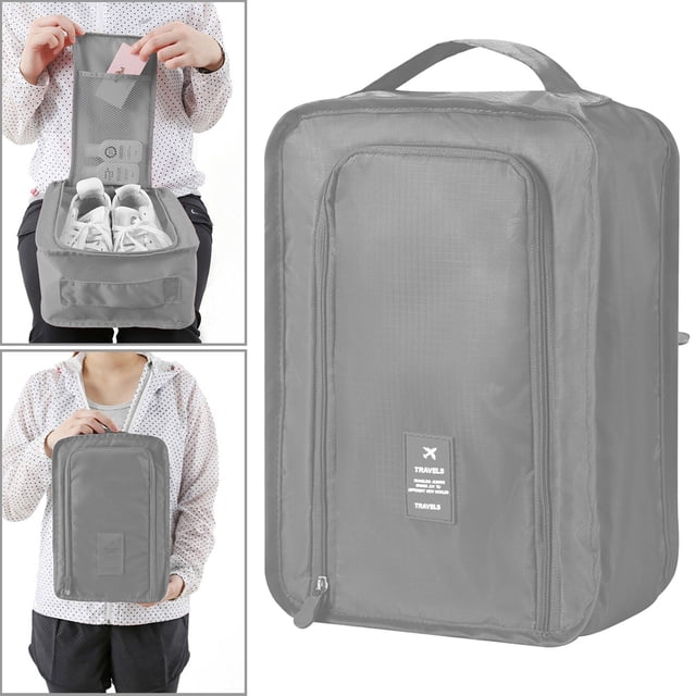 Dvkptbk Shoe Bags for Travel, Portable Travel Multifunctional Storage Carrying Box, Travel Shoe Bags, Foldable Shoe Storage Bag Hand Carrying Shoe Organizer, Gray