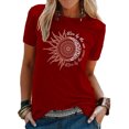 thumbnail image 1 of MAWCLOS Hauts pour Femmes T-Shirt à Imprimé Tournesol T-Shirt à Manches Courtes Tee Mode Travail Col Rond Haut Bordeaux TG, 1 of 3
