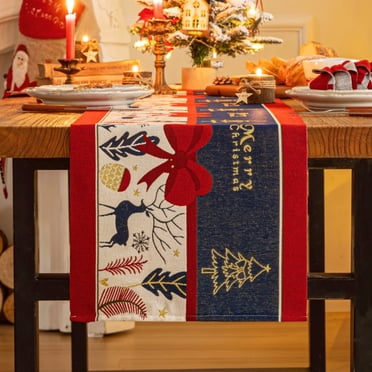 Christmas Table Runner, Winter Christmas Decorations Table Runners 72 Inches Long, Mas Decor Indoor Outdoor Farmhouse Home Kitchen Dining Party Decor Christmas Runner