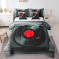 thumbnail image 1 of Ensemble de Literie Thème Musique 7 Pcs, Ensemble de Literie Cd Disque Simple, Imprimé Instrument de Musique, Lit Tout-en-un, Jazz Musique pour la Maison, Couettes, Noir, 1 of 5
