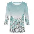 thumbnail image 4 of Pompotops Mode Femmes Confortable Col Rond Manches 3/4 Imprimé Casual T-shirt Chemisier Dégagement, 4 of 5