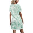 thumbnail image 4 of Pisexur Robe à Manches Courtes Col Rond Mode Femmes Été Manches Courtes Décontractée Robe Col Rond Confort Ample Ameublement Maison Couleur Col en V Plissé Polyvalente Slim Robe Femmes, 4 of 4