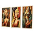 thumbnail image 3 of Designart "Futuristic Art Deco Portrait II" Fashion Woman Framed Wall Art Set Of 3 - Yellow Glam Frame Gallery Wall Set For Home Decor, 3 of 6