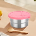 thumbnail image 1 of Boîte à Collations en Acier Inoxydable avec Couvercle en Silicone - Contenant de Rangement Alimentaire Hermétique Scellé Portable à Compartiments Divisés pour Collations Assaisonnements, Rose, JKODE, 1 of 8