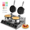 thumbnail image 1 of VEVOR Gaufrier Commercial à Deux Têtes, Gaufrier Rond 2460 W Antiadhésif, 1 of 1