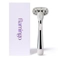 thumbnail image 2 of Flamingo Razors for Women, 1 Women's Razor Handle (Chrome), 5 Blade Razor for Women with Aloe and Shea Butter Glide Strips, 2 of 10