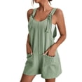 thumbnail image 1 of Hontri Combinaison pour Femme Combinaison pour Femme à Bretelles à Nouer Salopette Short Col Rond Combishort Combinaison avec Poche Vert 2 TG, 1 of 7