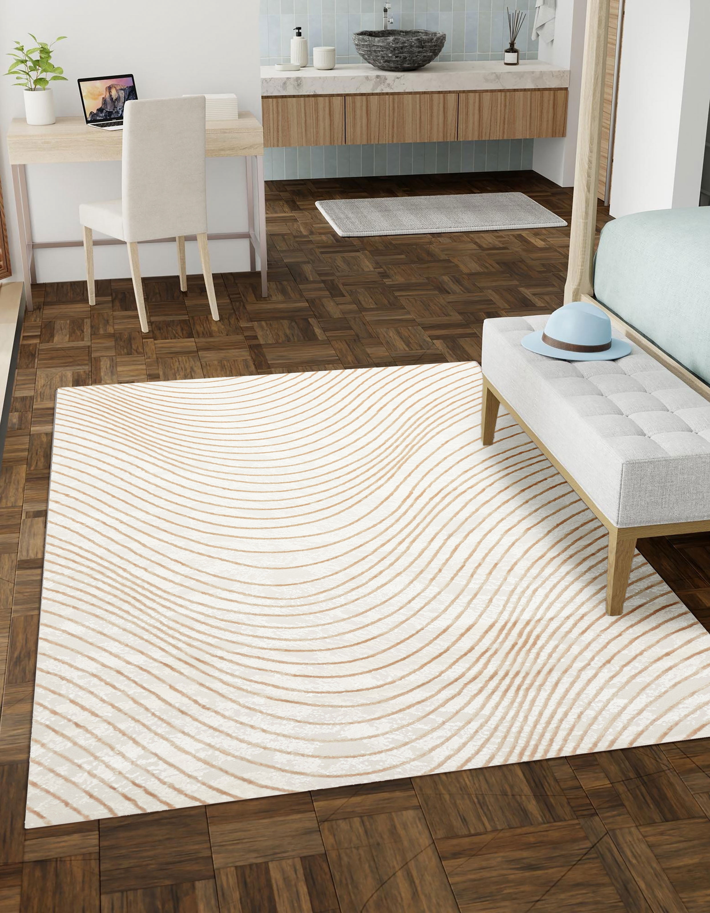 ECARPET Tapis Contemporain/Moderne Sienna pour Salon, Chambre, Salle A Manger, Entrée, Couloir et Plus Encore.