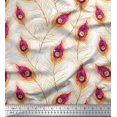 thumbnail image 1 of Soimoi Rayon Fabric Peacock Feather Printed Fabric 1 Yard 42 Inch Wide, 1 of 3
