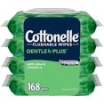 thumbnail image 1 of Cottonelle Lingettes Humides Jetables GentlePlus à l'Aloès et à la Vitamine E - 4 Paquets à Couvercle Rabattable, 168 Lingettes Jetables au Total, 1 of 12