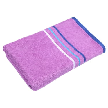 Serviette de plage en coton et polyester Rayures lavande Mainstays