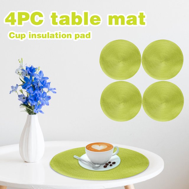 TIMIFIS Napperons Essentiels pour la Maison 38 cm Vaisselle Napperon Antidérapant Tapis Isolé Napperon Rond Tissé 4 Pcs