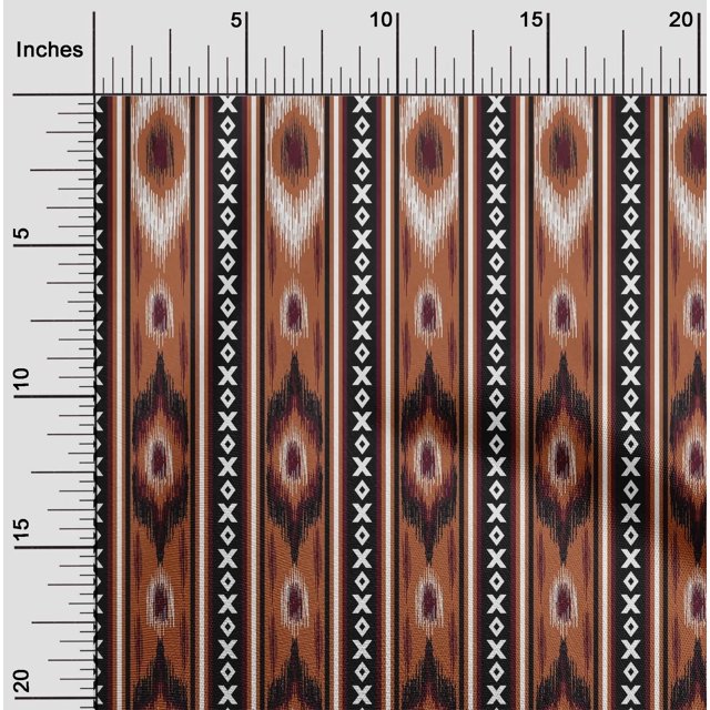 oneOone Georgette Viscose Fabric Stripe & Geometric Ikat Print Fabric BTY 42 Inch Wide