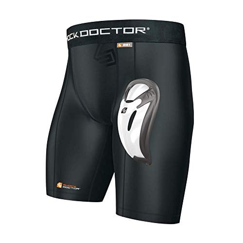 Shock Doctor Short de Compression de Base pour Homme avec Bonnet Bio-Flex - Adulte - Grand - Noir