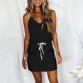 thumbnail image 1 of drppepioner Robe d'Été Femme Décontractée Mode d'Été Taille Poche Camis Sans Manches Robe à Col en V, 1 of 5