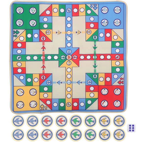 Miangastore Tapis d'Échecs Volants Avion Tapis d'Échecs Tapis de Jeu Amusant Famille Jeu Parent-Enfant Jeu de Fête Jeu de Voyage (90 x 90cm, Pièces d'Échecs en Plastique)