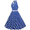 thumbnail image 3 of Birdeem Robe de Soirée pour Femmes, Confortable, d'Été, à Manches Courtes, Dos Nu, Col en V, Vintage, Coupe Régulière, à Pois, 3 of 7