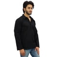 thumbnail image 2 of Atasi Kurta Noir pour Homme Chemise à Col Rabattu Col Ethnique Indien Vêtements-Petit, 2 of 7
