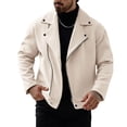 thumbnail image 1 of Dagegui Short Coats for Men Stylish Notch Lapel Zip Up Peacoat Solid Color Business Work Outwear Fall Clothes Beige M, 1 of 4