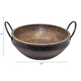 thumbnail image 2 of IH Casa Decor Gray Acacia Wood With Riveted Gunmetal Salad Bowl W Handle, 2 of 4