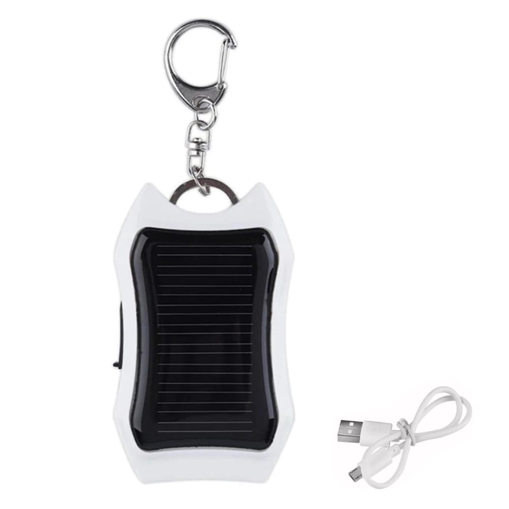 Solar Portable  Mini Power Bank LED Flashlight USB Battery Pack Keychain for Outdoor Emergency Phone Charging