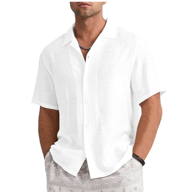 FAIWAD Men's Casual Button Down Shirts Short Sleeve Summer Lightweight Vacation Beach Tops