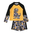 thumbnail image 1 of TOOYOU Toddler Boy Swimsuit Dinosaur Print Raglan Long Sleeved Rashguard Swim Bathing Suit Set Child Swimwear For Beach Pool,Orange, 1 of 5