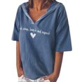thumbnail image 1 of Mode Femme Décontractée Manches Courtes Col en V Imprimé Lettre T-Shirt Blouse, 1 of 5