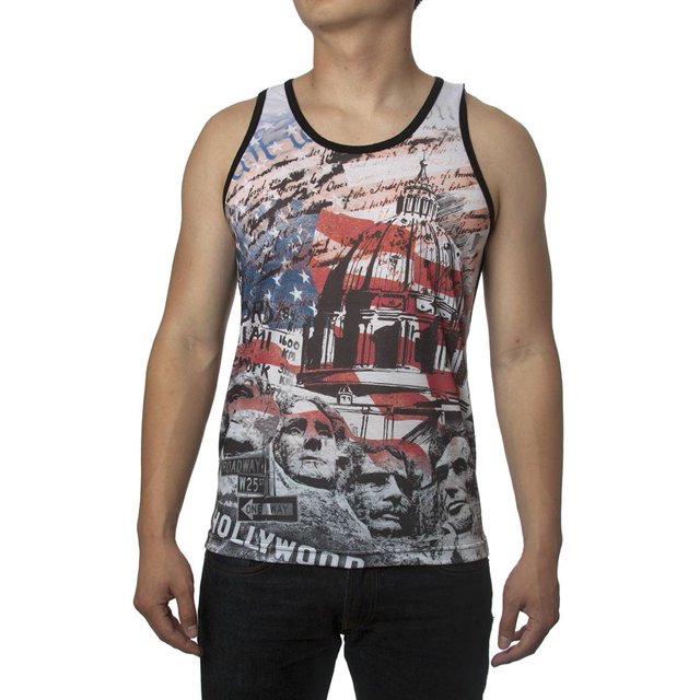 Mens American Patriot Sublimation Tank Top - Large