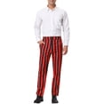 thumbnail image 2 of INSPIRE CHIC Men's Striped Pants Skinny Fit Color Block Dress Trousers 36 Red Black, 2 of 7