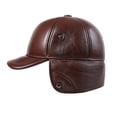 thumbnail image 4 of Men's Genuine Leather Duckbill Baseball Cap with Thick Fleece Lining, Warm Winter Hat, 4 of 6
