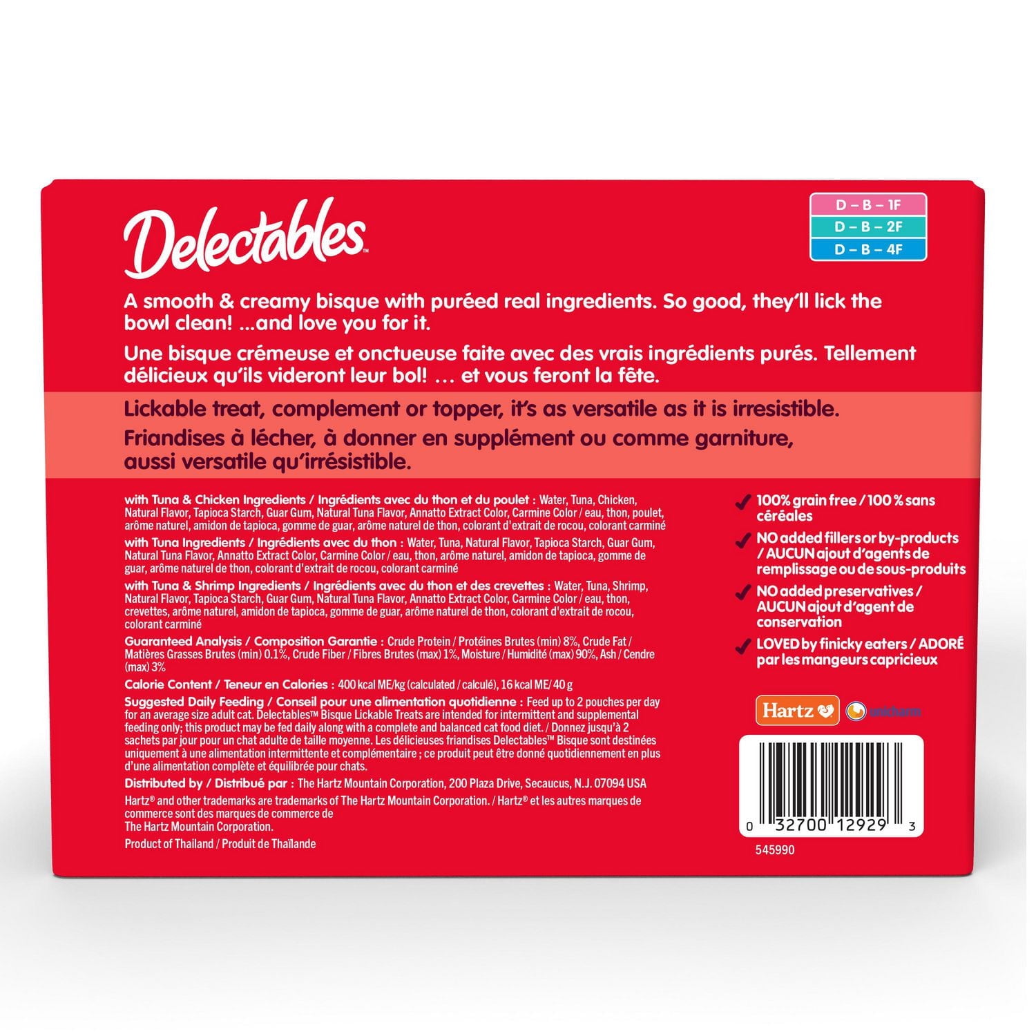 Delectables Friandises à Lécher en Bisque pour Chats Lot Variété, 30x40g