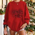 thumbnail image 1 of Liquidation d'Hiver pour Femmes Mode Femmes Décontracté Imprimé Col Rond Manches Longues T-Shirt Ample Blouse d'Automne Pull Sans Capuche Chandails en Molleton Courbes Tenues d'Hiver pour Femmes en Liquidation, 1 of 5