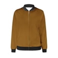 thumbnail image 5 of Womens Fashion Jacket Casual Stand Collar Zip Up Lightweight Coat Fall Color Block Jackets with Pockets Yellow XXXXL, 5 of 5