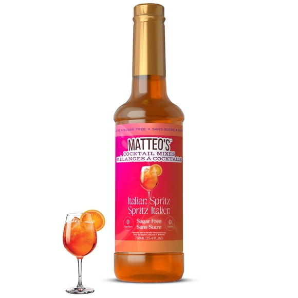 Matteo's Sirop Aromatisant Sans Sucre pour Café, Spritz Italien, Délicieux Sirop de Café, 0 Calories, 0 Sucre, Compatible Keto (750mL, Bouteille Unique)