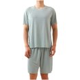 thumbnail image 2 of JDQJBZ Men's Breathable Sleep Set Short Sleeve Relaxed Fit Pajama Shorts Home Wear, 2 of 5