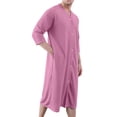 thumbnail image 3 of Horkkom Mens Nightgown Long Sleeve with Pockets Button Bathrobe Loose Soft Robe M, Gifts for Men, 3 of 3