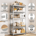 thumbnail image 4 of Fullfurnique 59″ Height 5 Tier Metal Boltless Storage Shelf with Anti-Skid Rubber Pads, Light Gray, 4 of 8